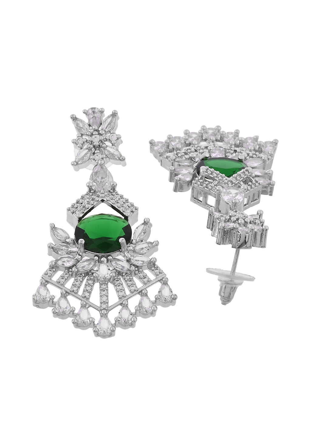 American Diamond Necklace Set for Women | Silver Plated CZ Crystal Pendant Necklace