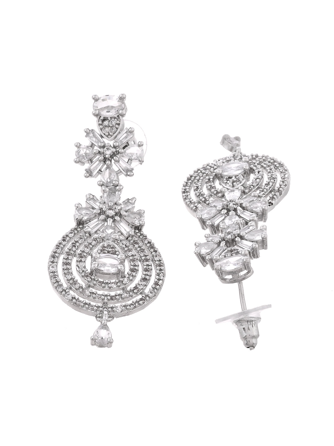 American Diamond Bridal Necklace Set with Maang Tikka for Women 