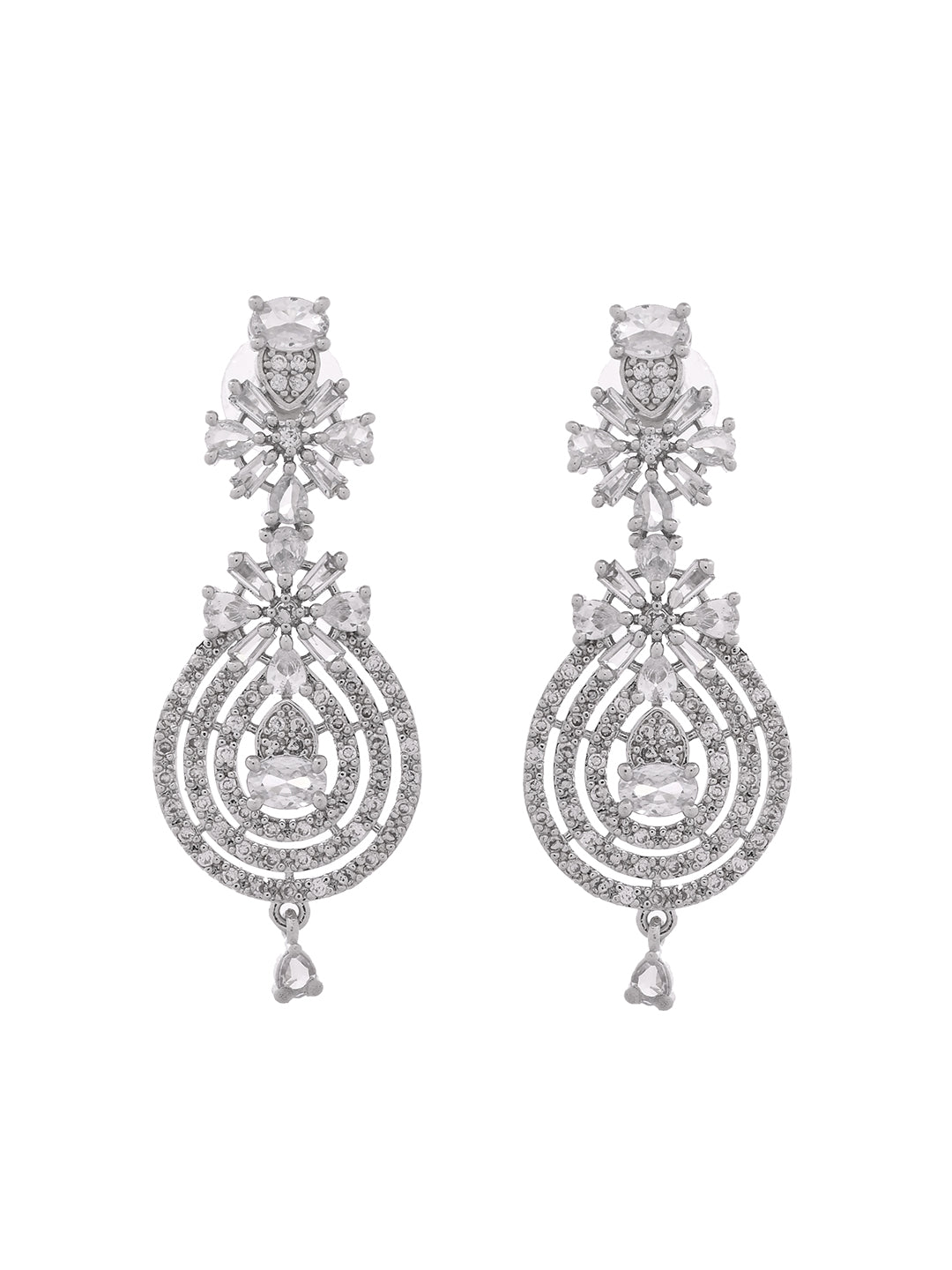 American Diamond Bridal Necklace Set with Maang Tikka for Women 