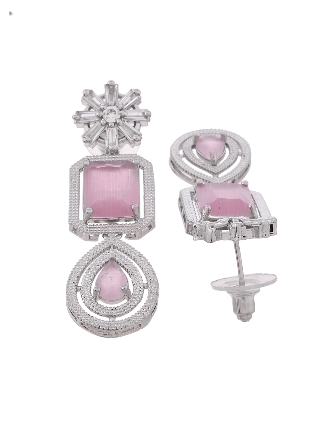 American Diamond Necklace Set for Women | CZ Crystal Statement Necklace with Earrings