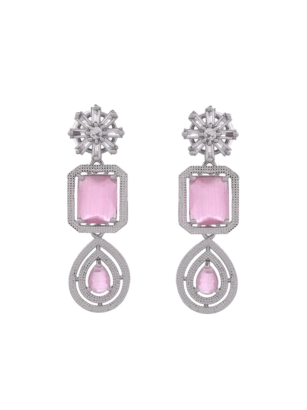 American Diamond Necklace Set for Women | CZ Crystal Statement Necklace with Earrings