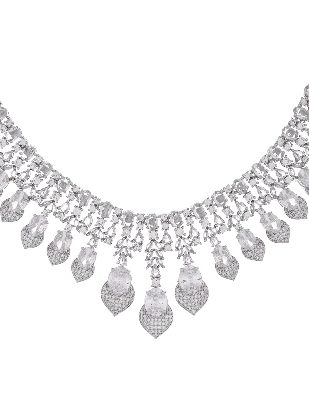 American Diamond Bridal Necklace Set for Women | CZ Crystal Choker Necklace