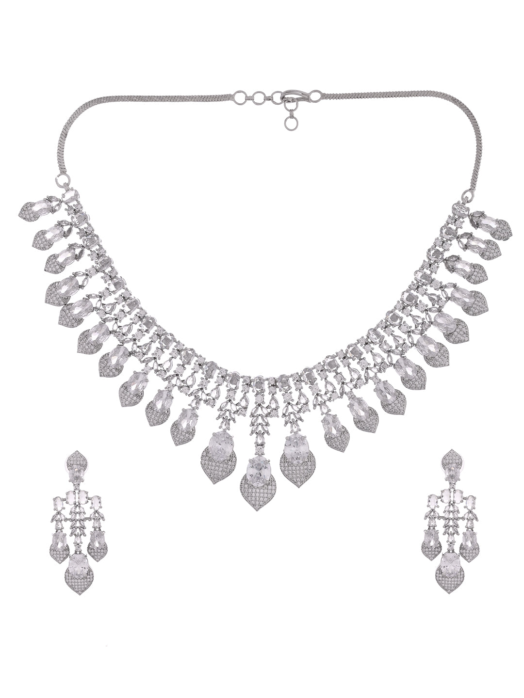 American Diamond Bridal Necklace Set for Women | CZ Crystal Choker Necklace