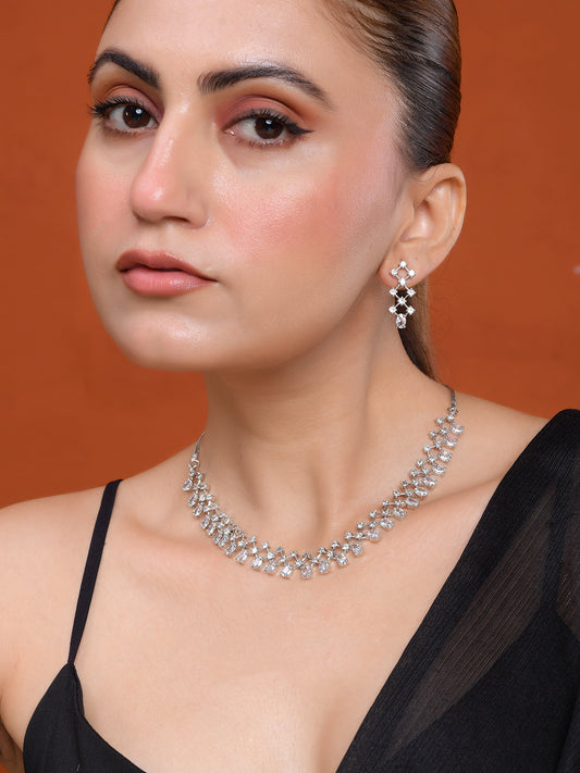 American Diamond Necklace Set for Women | CZ Crystal Choker Necklace