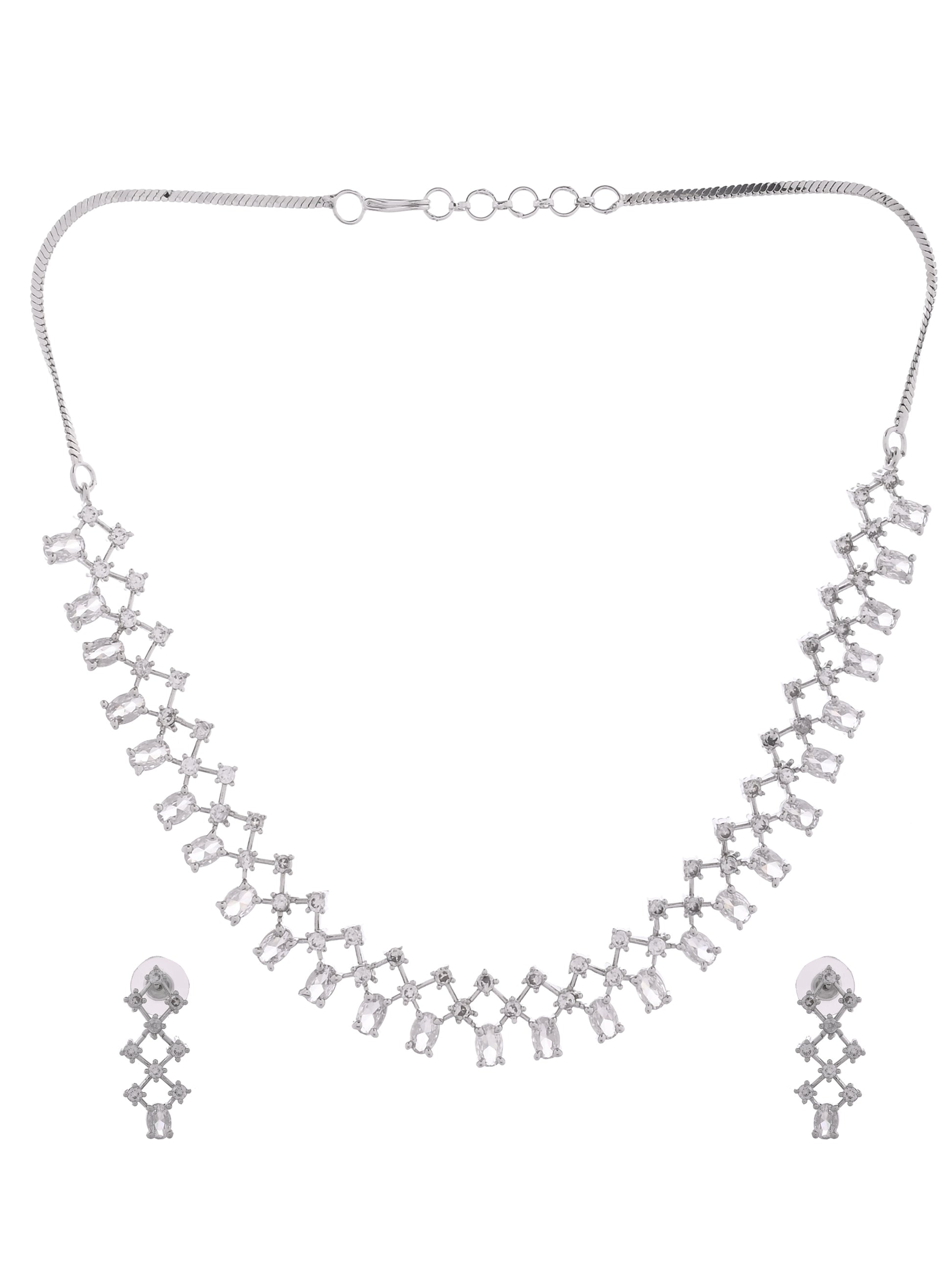American Diamond Necklace Set for Women | CZ Crystal Choker Necklace