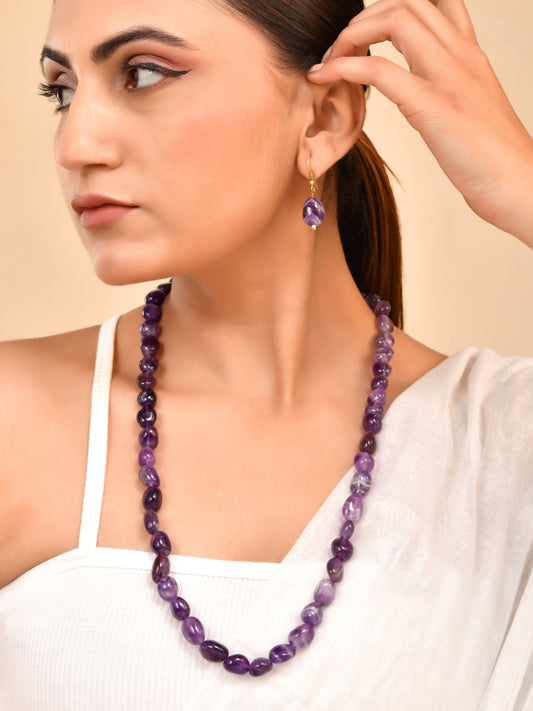 Precious Stone Western Necklace Set For Women | Necklace with Earrings