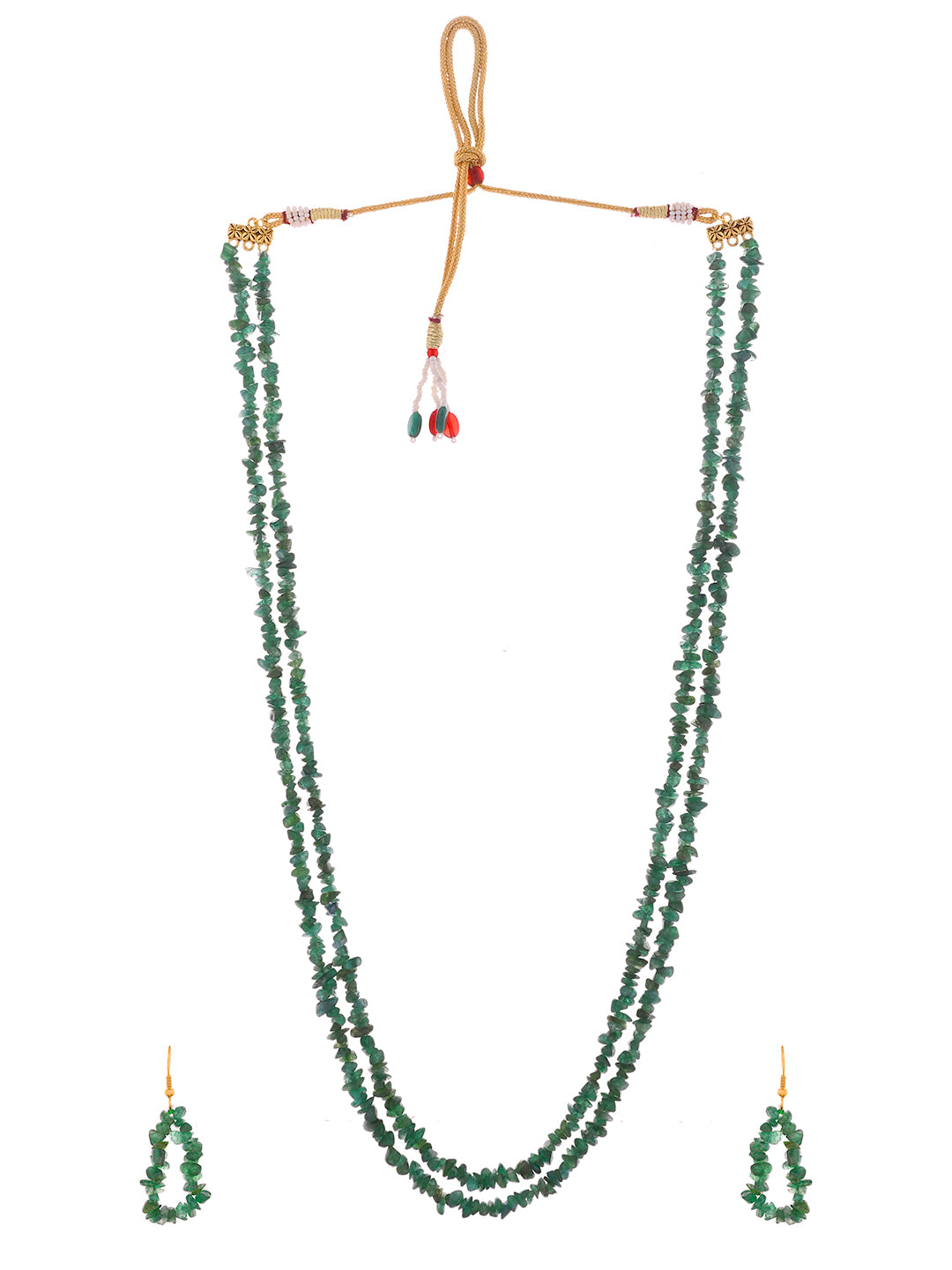 Semi-Precious Stone Multi-Layer Necklace set with Earrings | Handmade Boho Gemstone Style Jewelry For Women