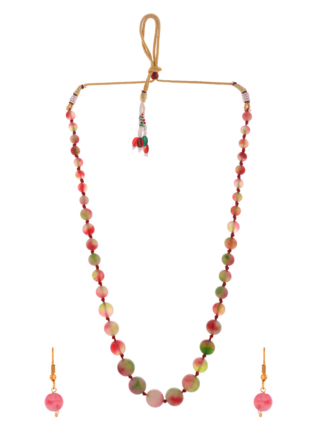 Semi-Precious Stone Beaded Necklace Set | Boho Statement Jewelry with Earrings