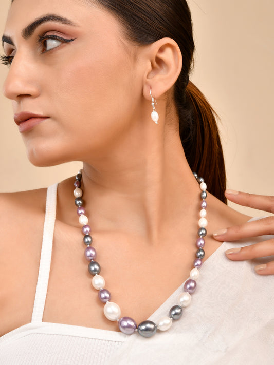 Semi-Precious Stone  Freshwater Pearl Necklace Set with Earrings  | Luxury Bridal & Wedding Jewelry