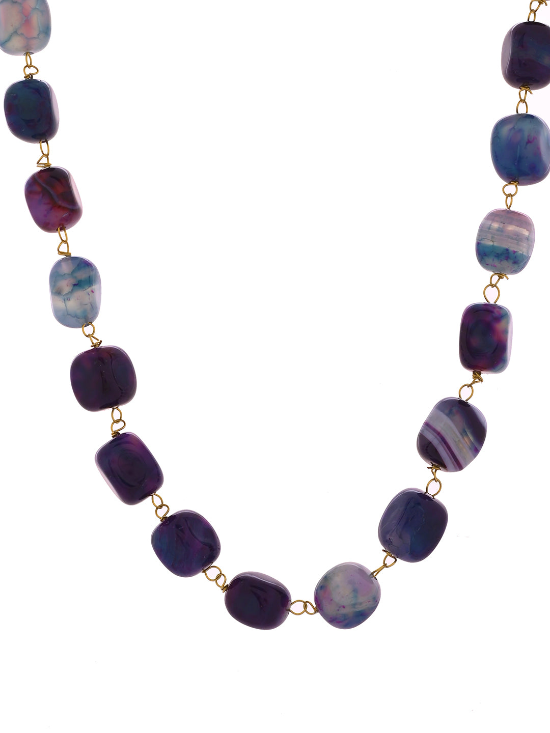 Semi-Precious Stone  Gemstone Beaded Necklace Set  | Modern Statement Jewelry with Earrings |