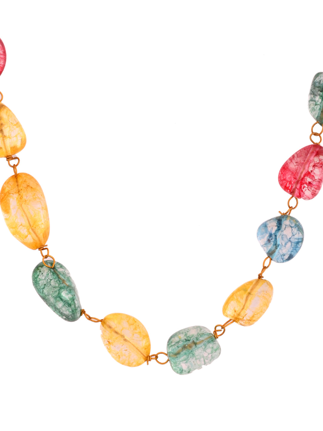 Semi-Precious Stone Multicolor Beaded Necklace Set with Earrings | Trendy Statement Jewelry For Women