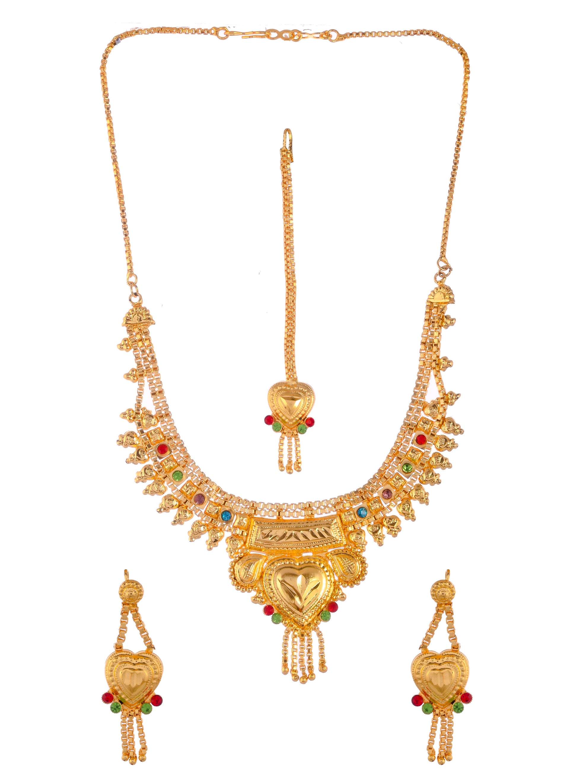Gold Plated & Gold Toned Temple Jewellery Set