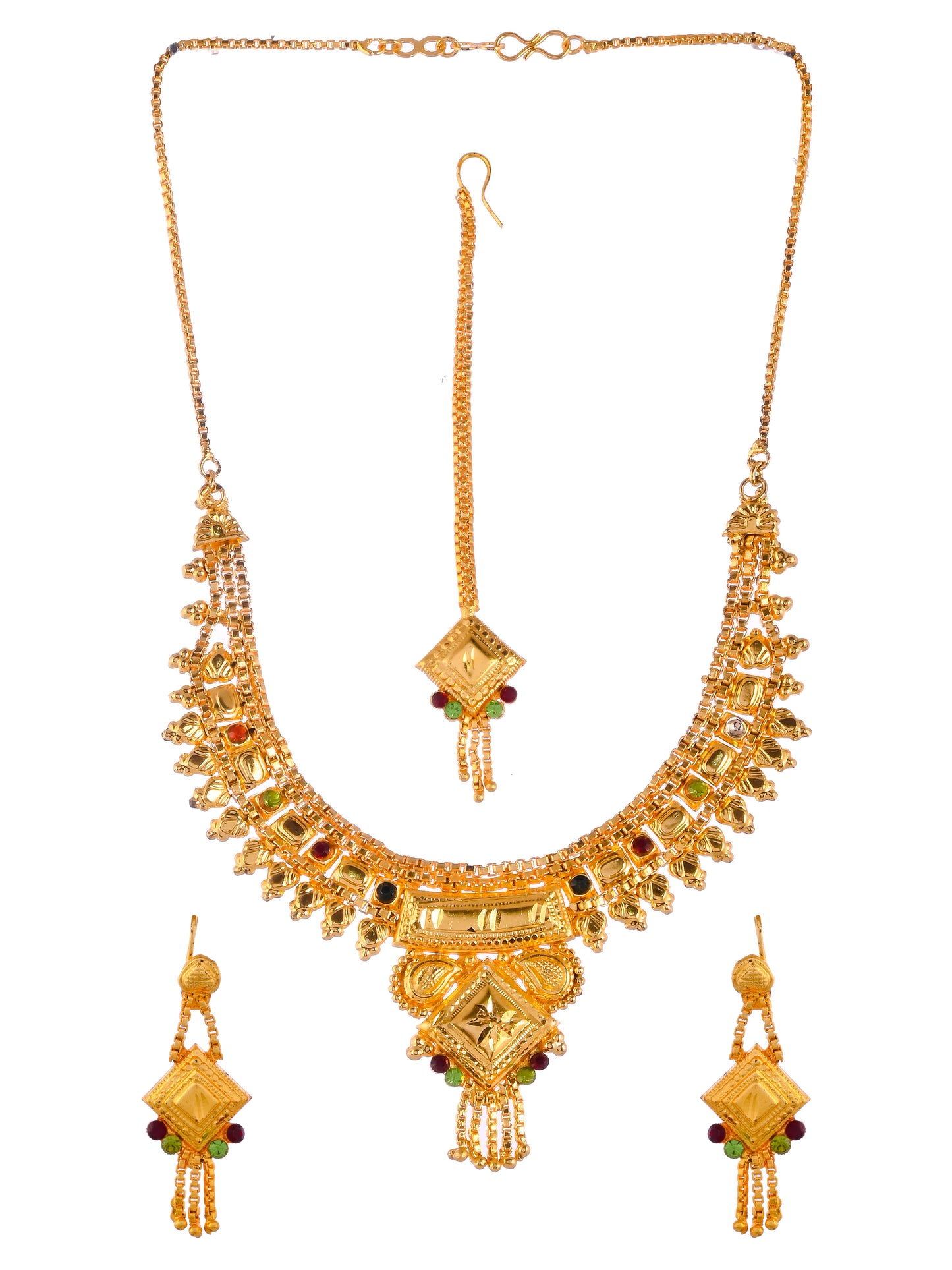 Gold Plated & Gold Toned Temple Jewellery Set