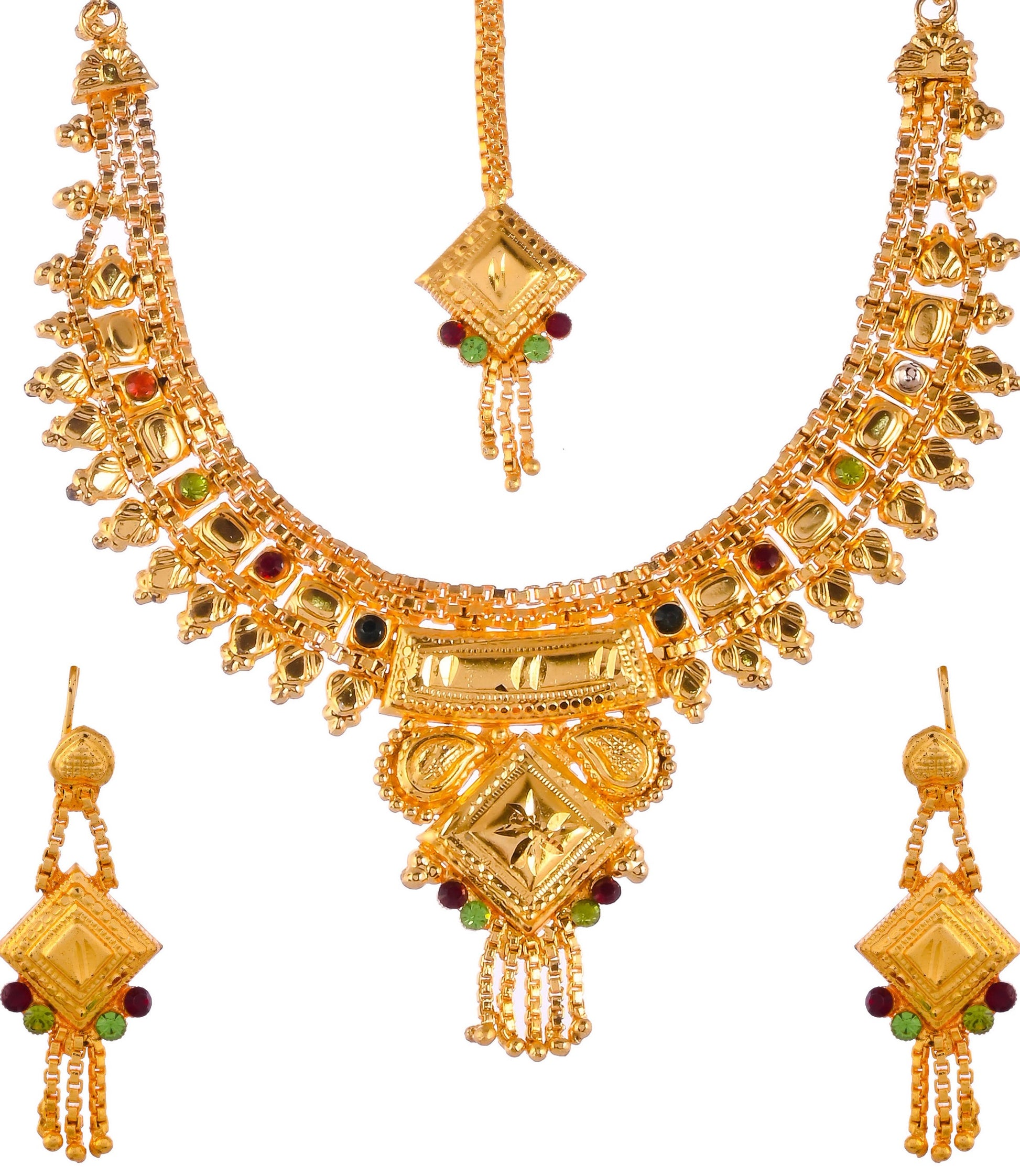 Gold Plated & Gold Toned Temple Jewellery Set