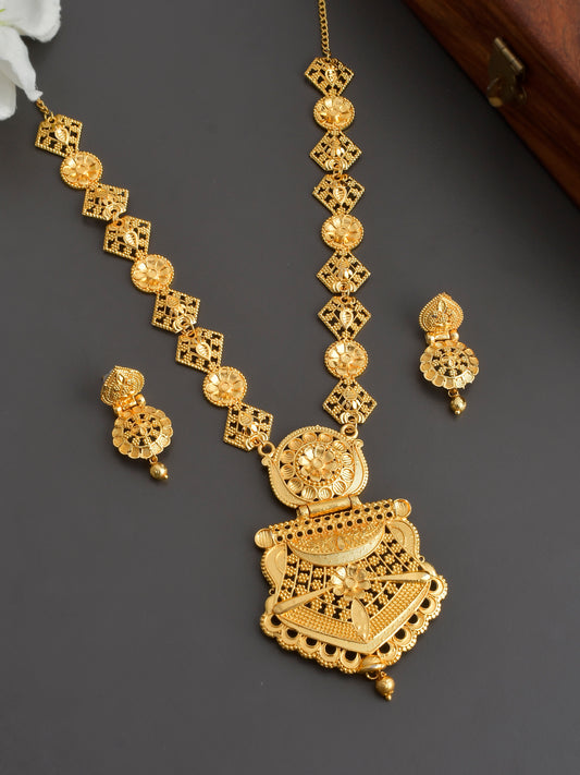 Gold Plated Temple Jewellery Set