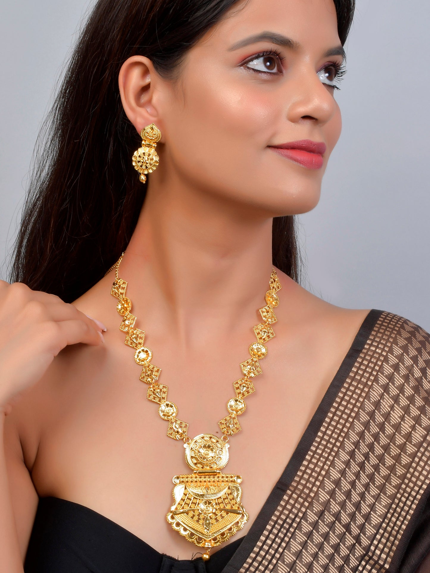 Gold Plated Temple Jewellery Set