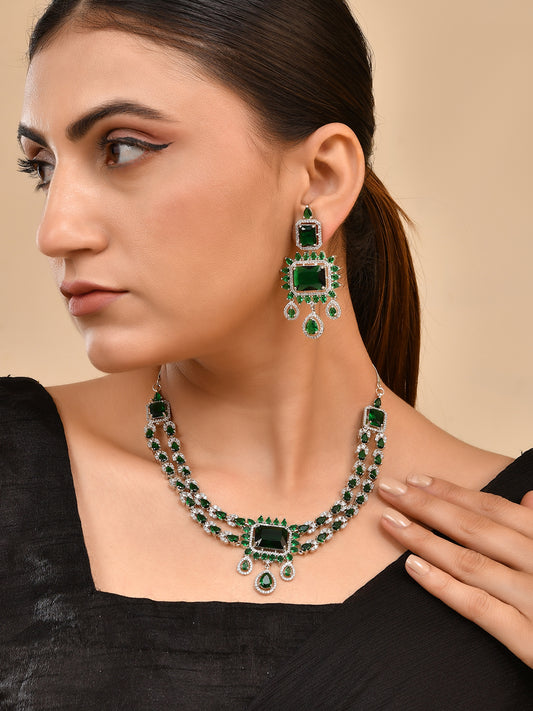 Bridal Necklace Set with Earrings | Luxury CZ Wedding Jewellery Set For Women