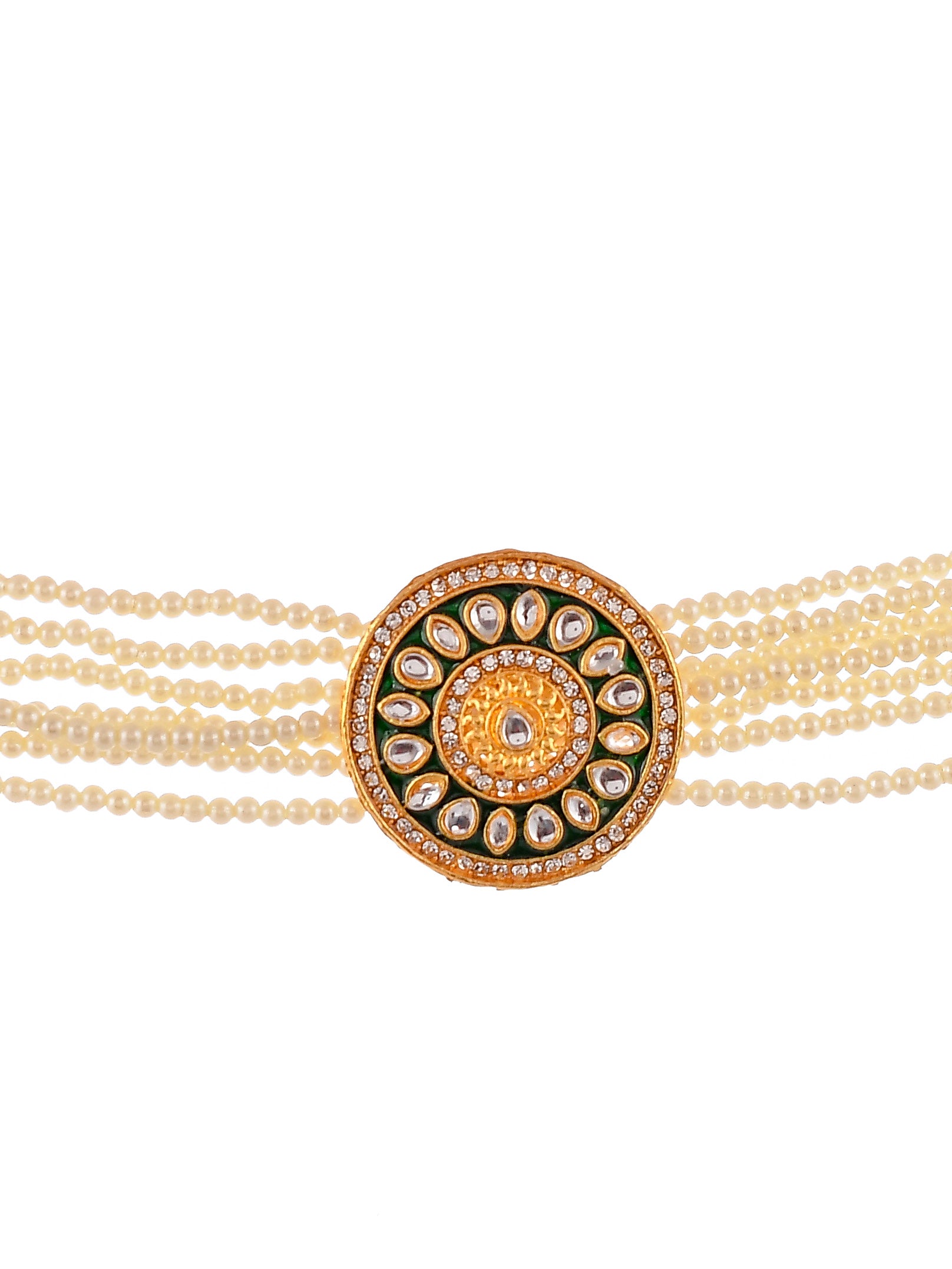 Gold Plated Pearl beaded choker Jewelry set