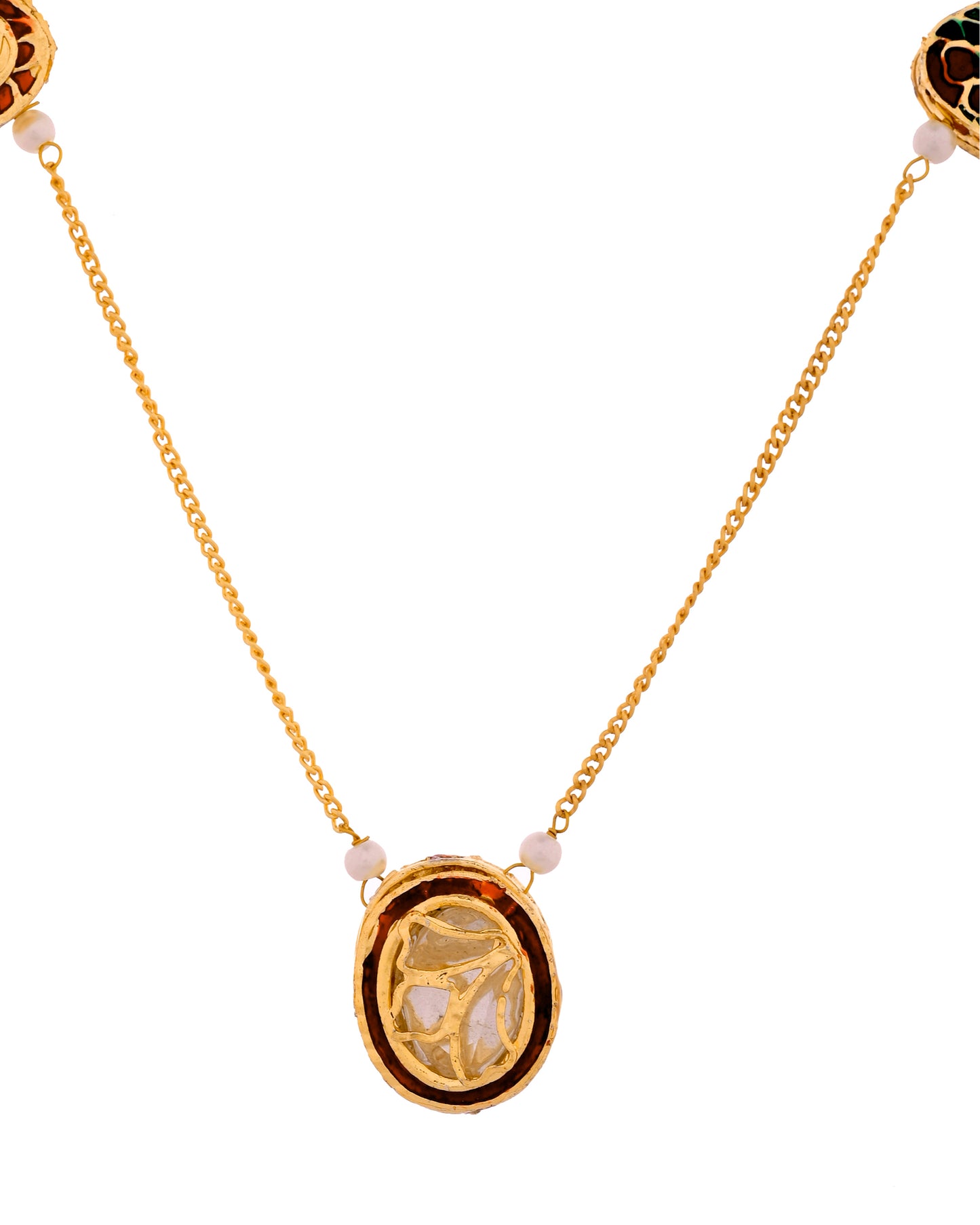 Kundan Pendant Necklace Set with Stud Earrings for Women | Minimal Traditional Teardrop Kundan Jewellery Set