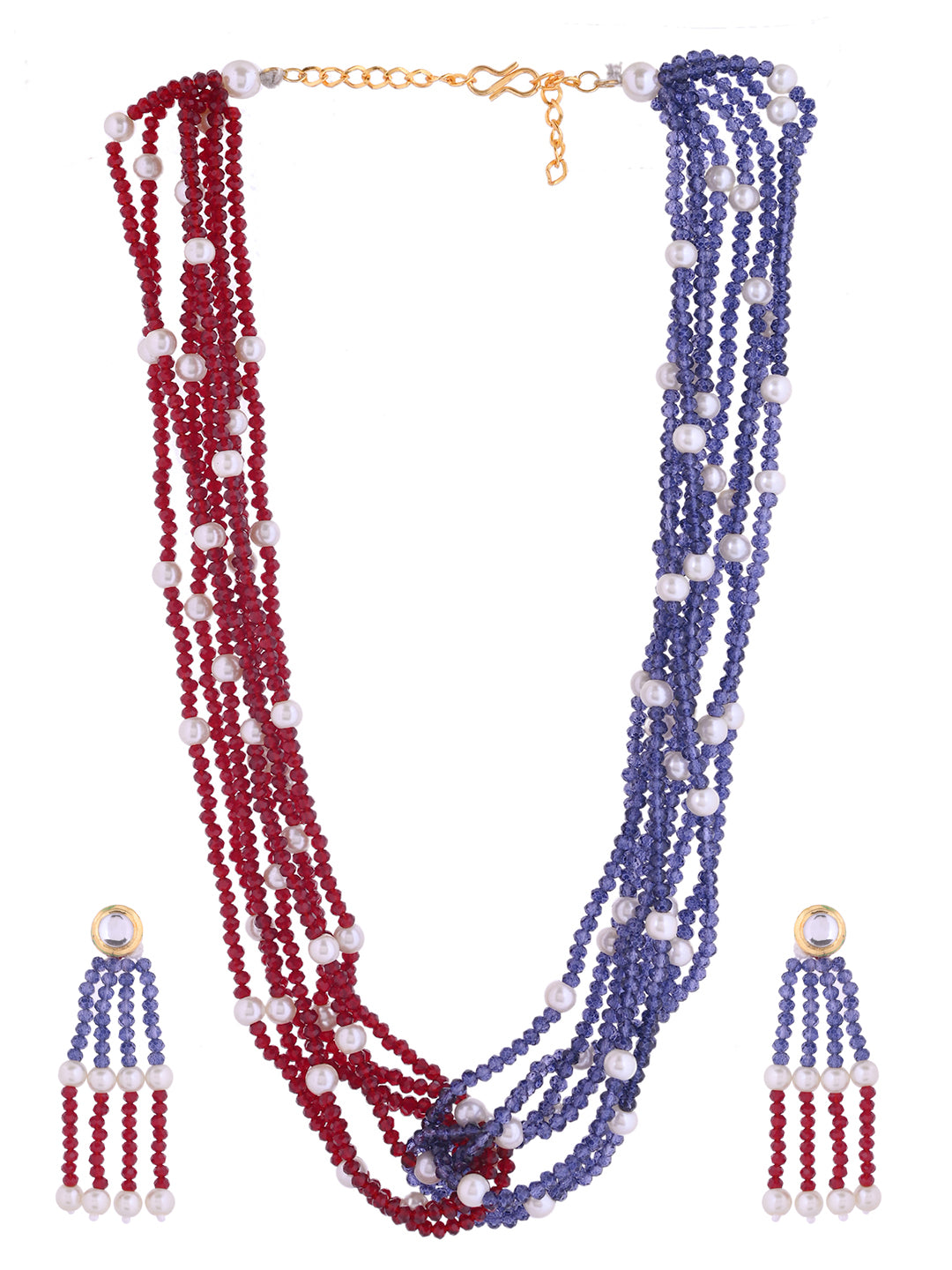 Multi-Layer Beaded Necklace Set With Earrings | Party Wear Jewellery Set For Women