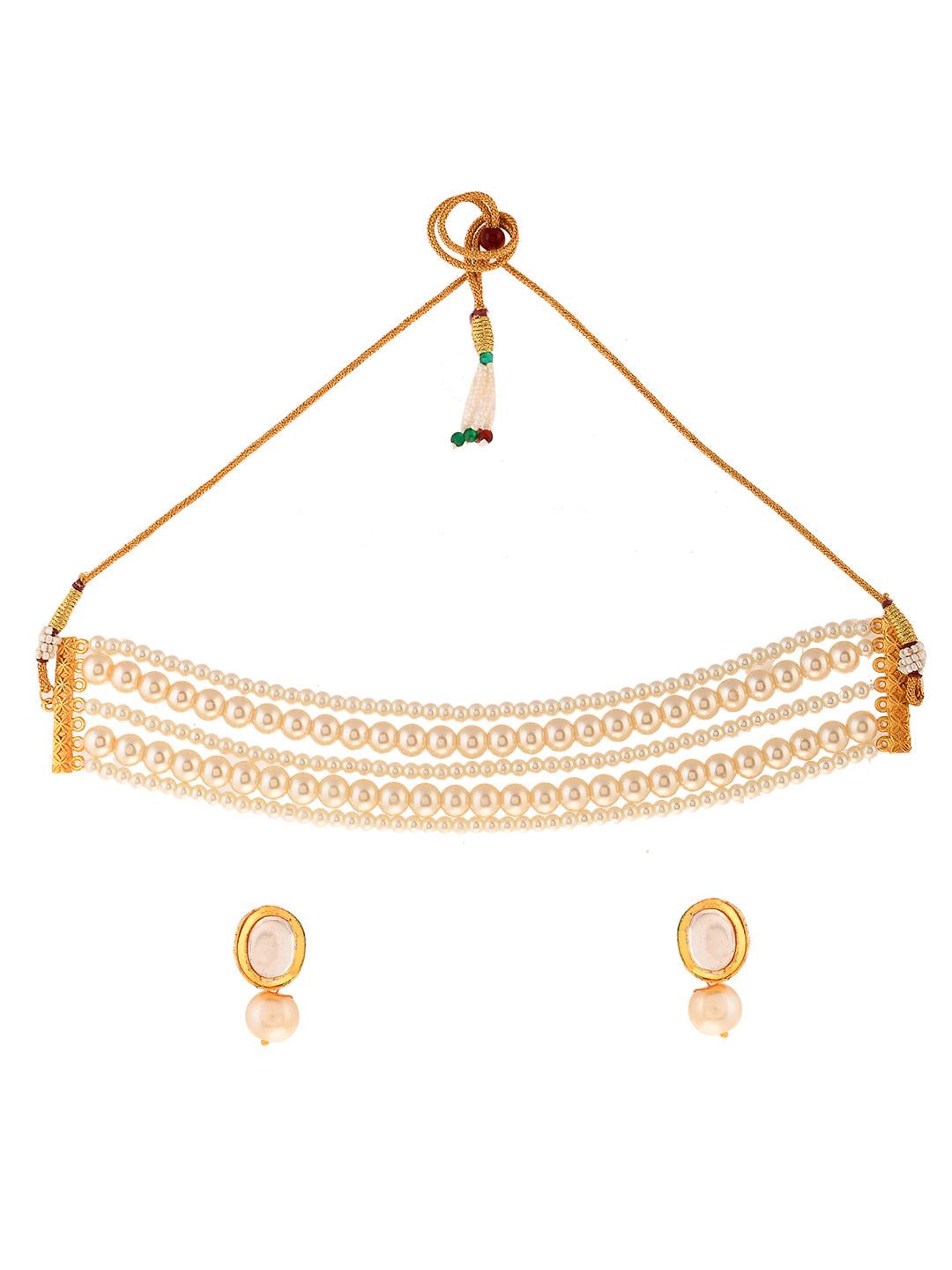 White Pearl Layered Choker Jewelery Set