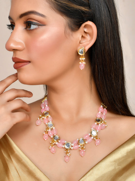 Kundan Tasselled Pink Jewellery Sets for Women Online