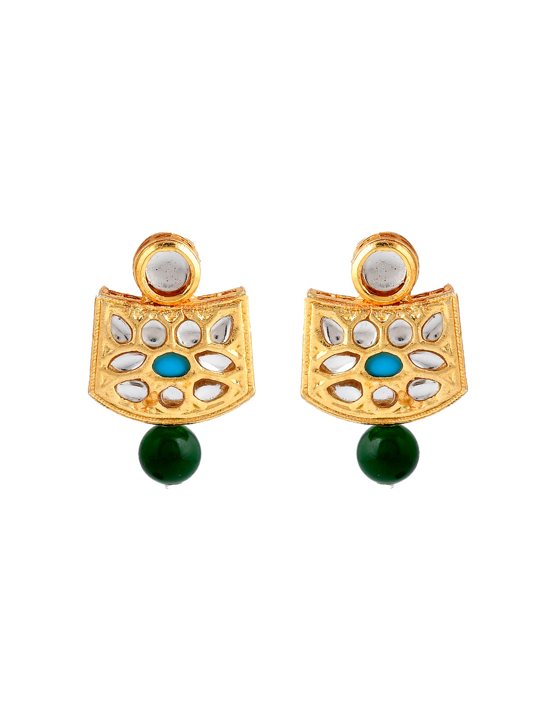Kundan Green Bead Jewellery Set