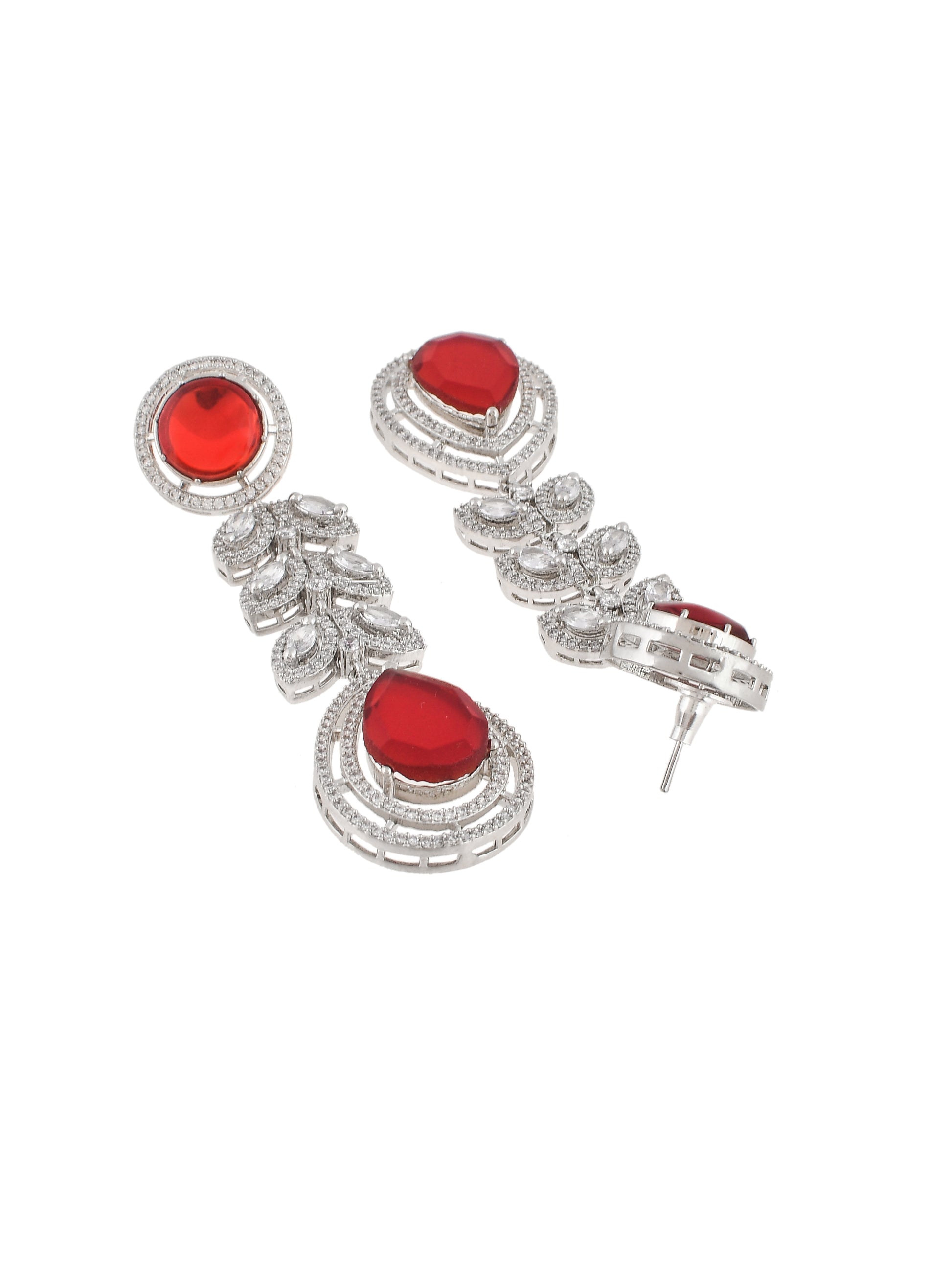 Red Stone American Diamond Jewellery set