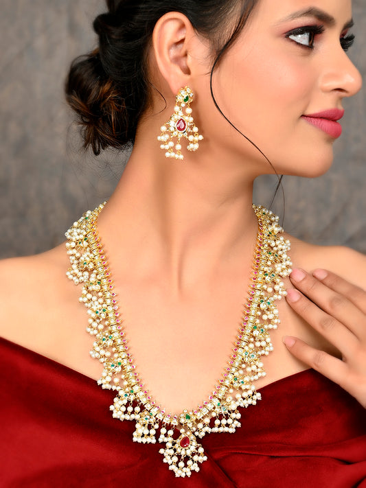 Gold Plated Pink Stone Jewellery Sets for Women Online