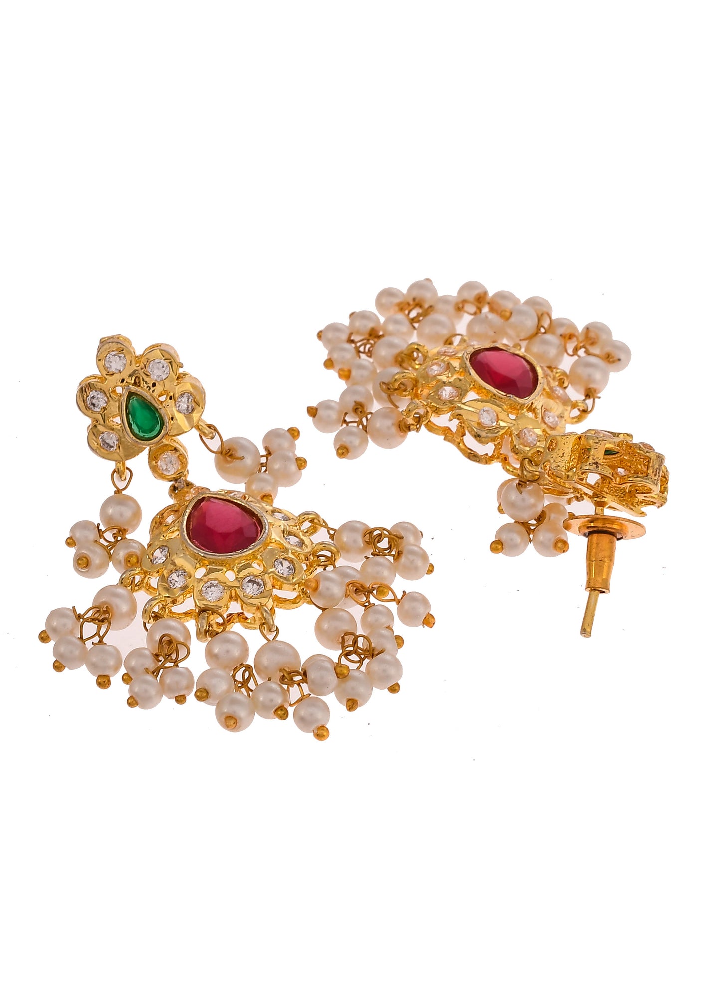 Gold Plated Pink Stone Jewellery Set