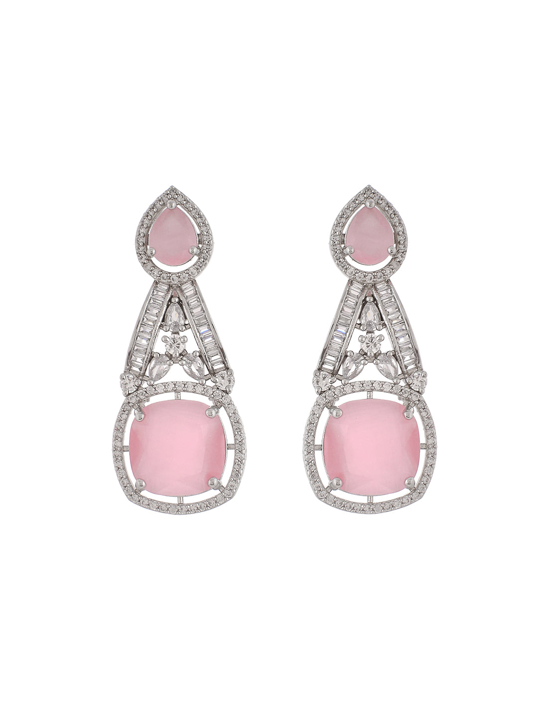 Pink Quartz AD jewellery Set