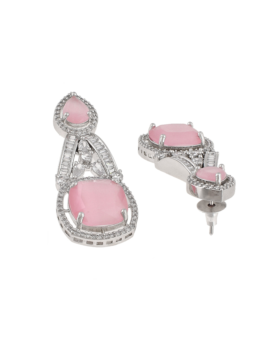 Pink Quartz AD jewellery Set