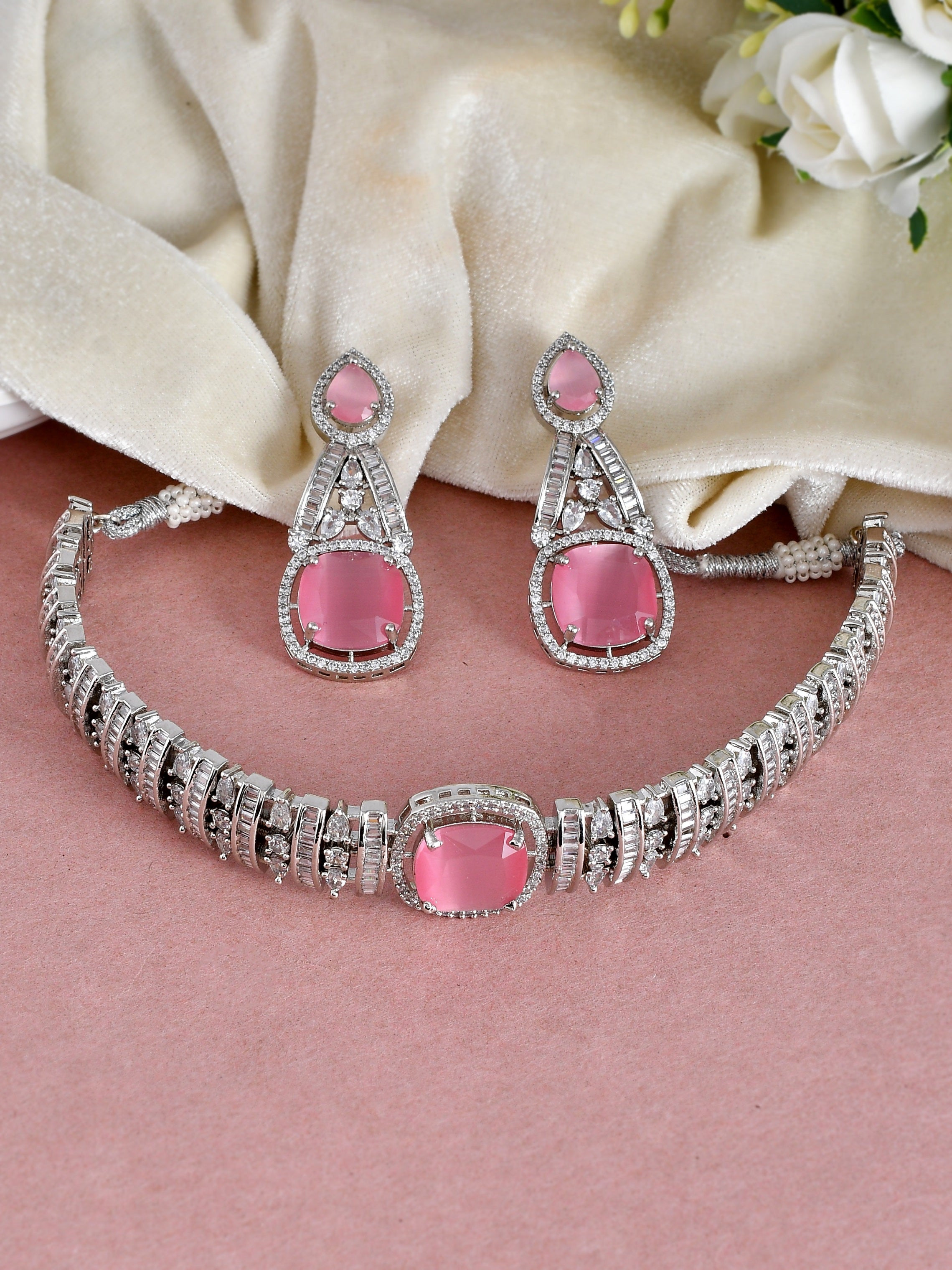 Rani Pink Imitation Jewellery-Necklace Set