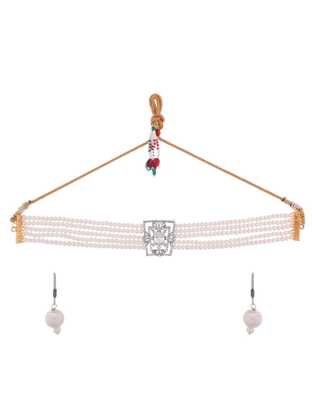 Traditional Wedding Jewellery Set AD & Pearl Necklace Set for Women
