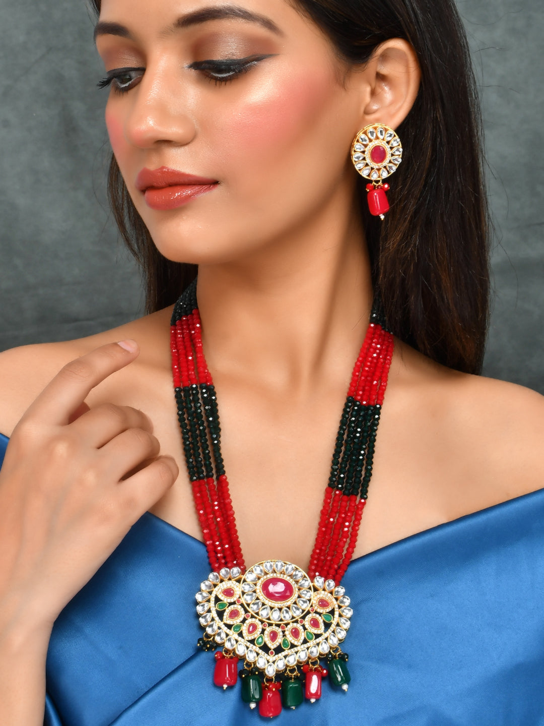 Ethnic Multi layered Kundan Jewellery Set
