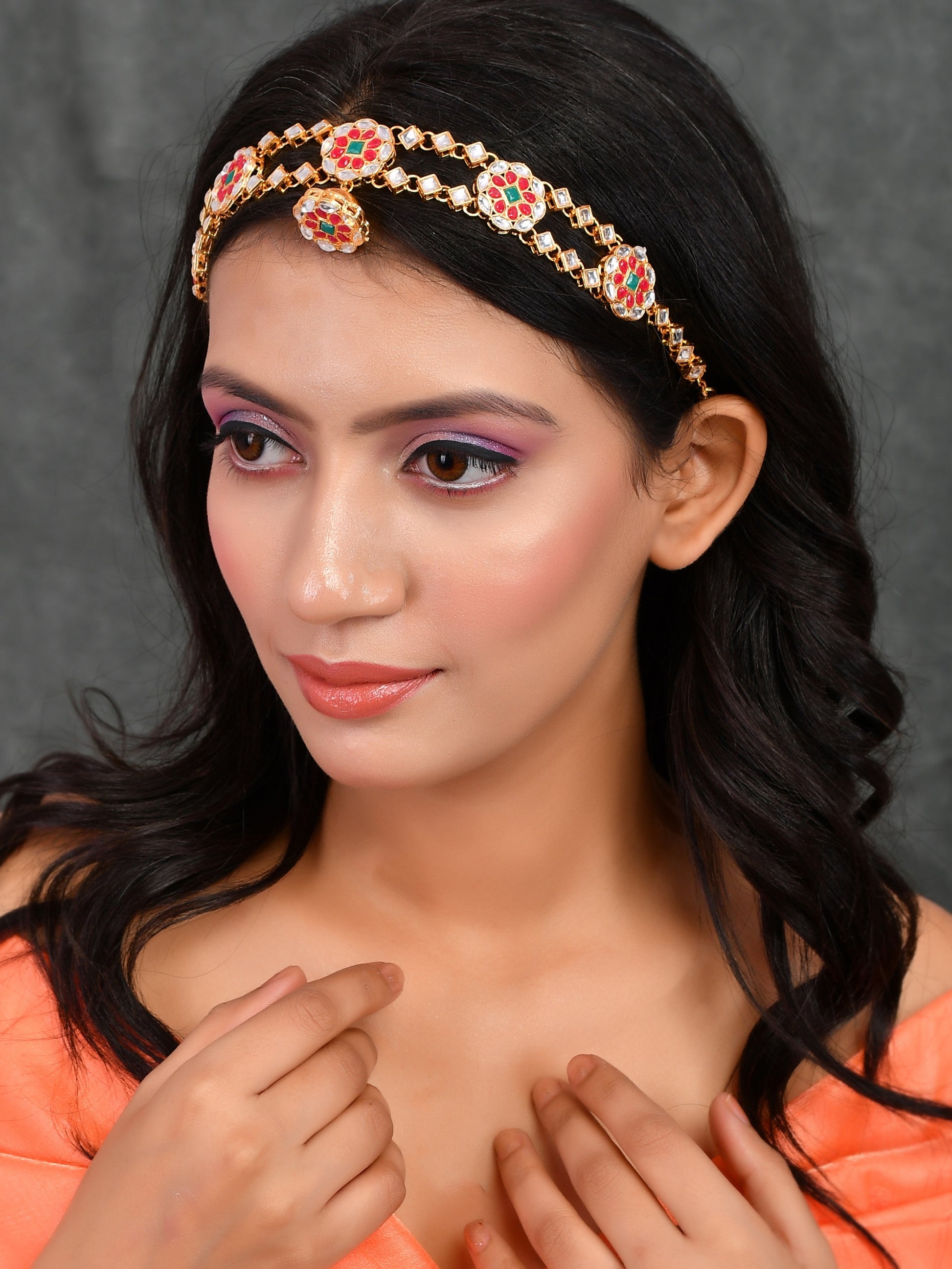 Buy Kundan Heavy Bridal Borla Sheeshphool for Women Online at