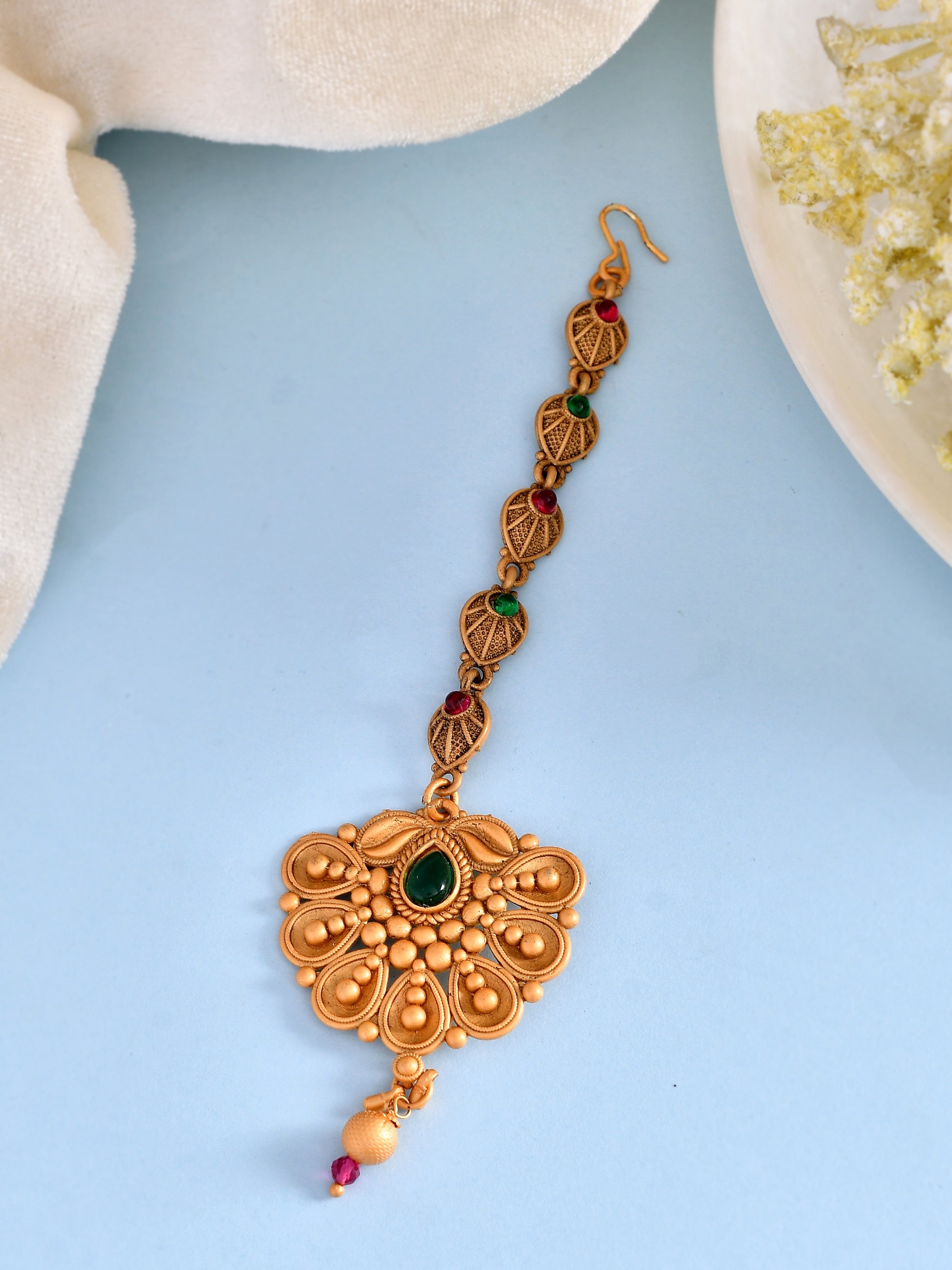 South Indian Gold Plated Maang Tikka For Women