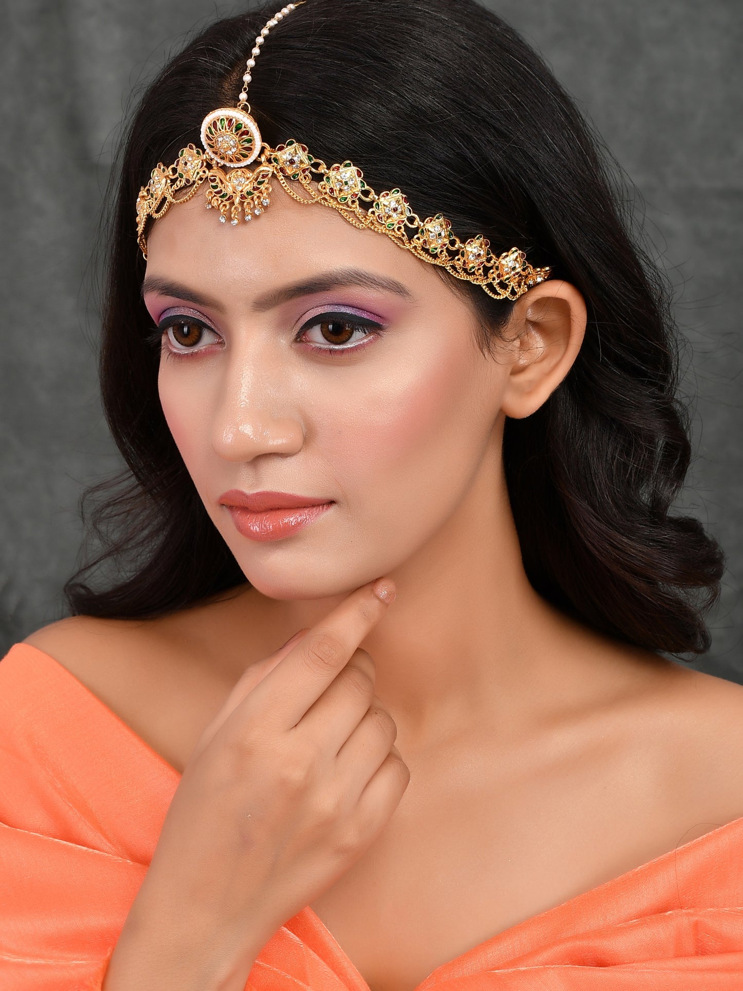 Meenakari Borla Wedding Headchain - Head Jewellery for Women Online