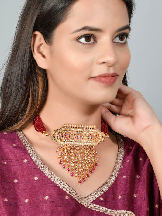 Ethnic Meenakari Layered Choker Gold Plated Necklaces for Women Online
