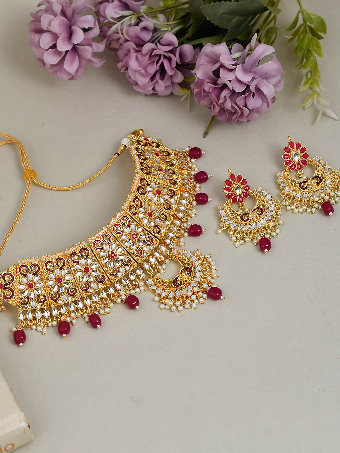 Gold plated traditional Kundan jewelelry set