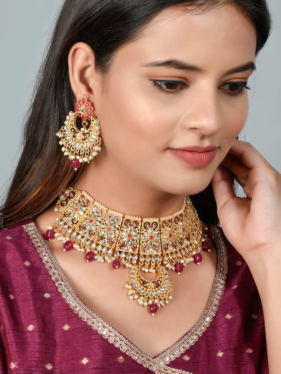 Gold plated traditional Kundan jewelelry set – Silvermerc Designs