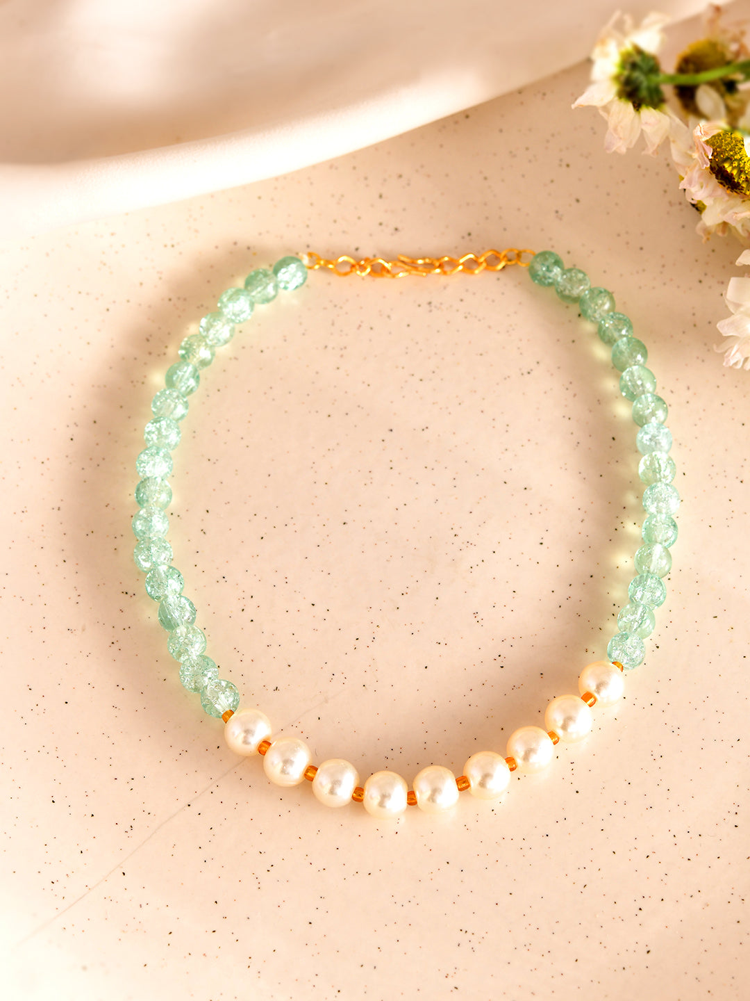 Crystal Pearl Beaded Choker Necklace For Women