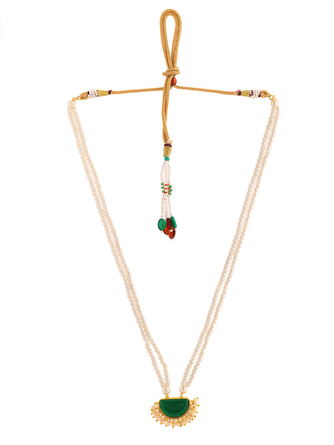 Double Layer Pearl Necklace | Traditional Ethnic Layered Necklace For Women
