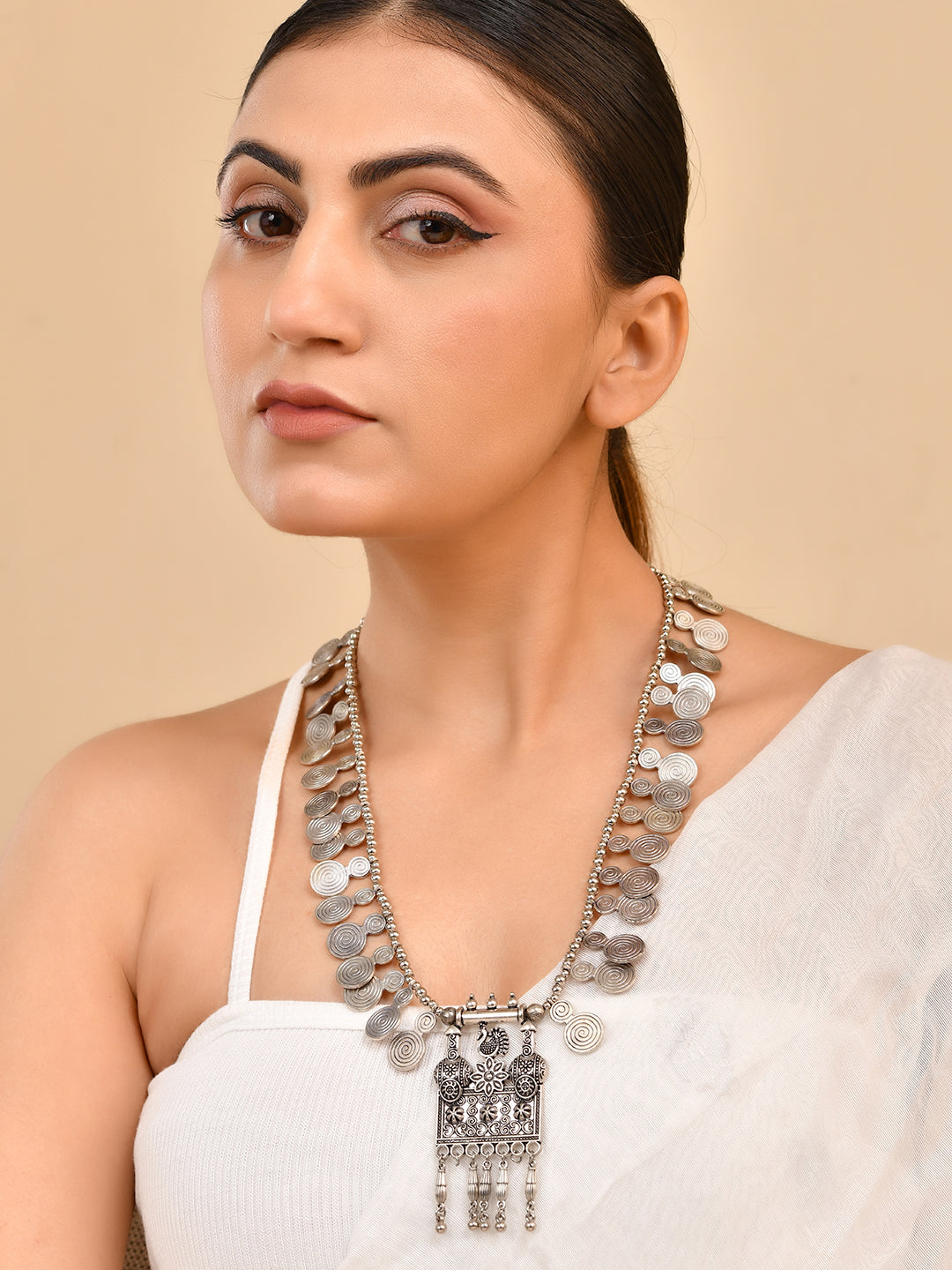 Oxidised Silver Plated Statement Necklace For Women | Boho Antique Jewellery