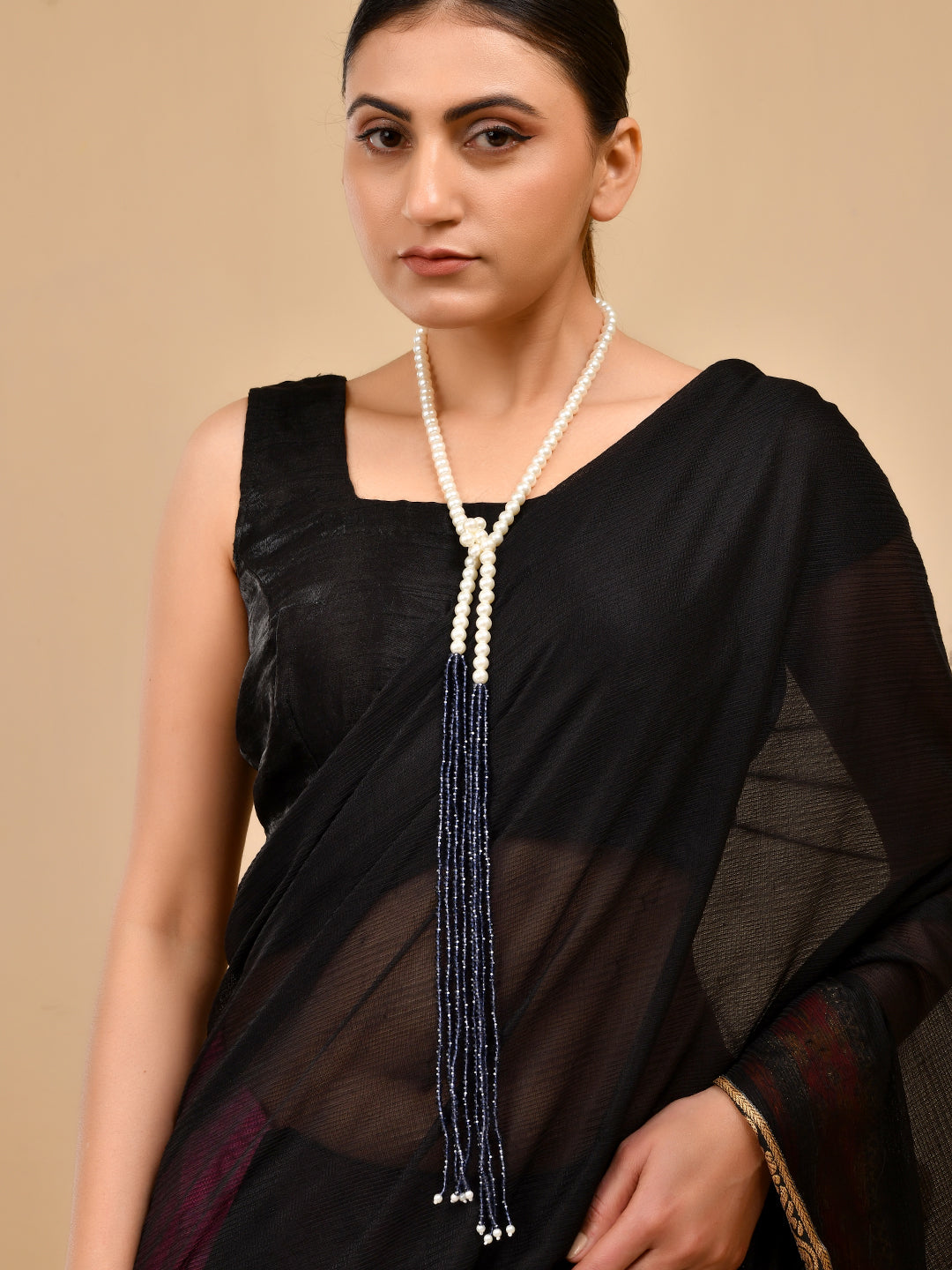 Pearl Multi-Strand Long Necklace For Women  | Modern Ethnic Fusion Jewelry