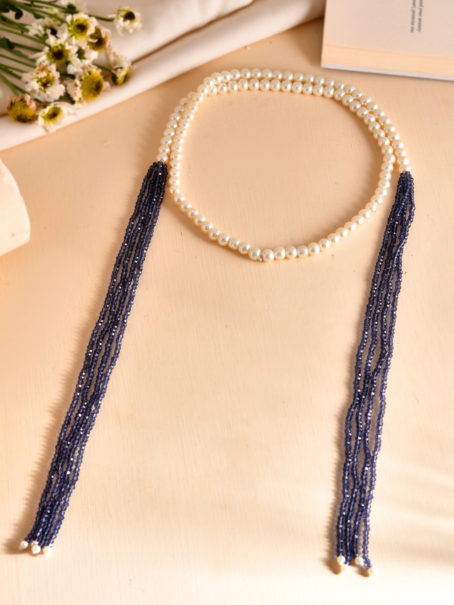Pearl Multi-Strand Long Necklace For Women  | Modern Ethnic Fusion Jewelry
