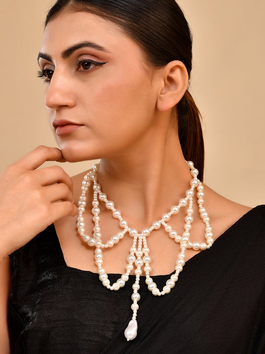 Party Wear Pearl Drop Necklace For Women | Classic Jewellery