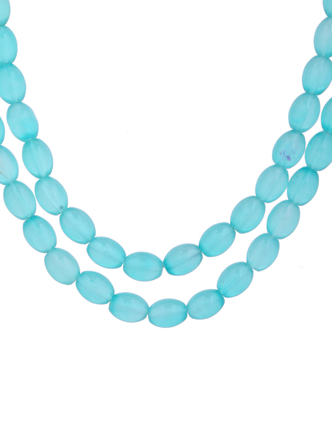 Aqua Blue Beaded Necklace for Women Double Layer Stylish Jewellery Mala