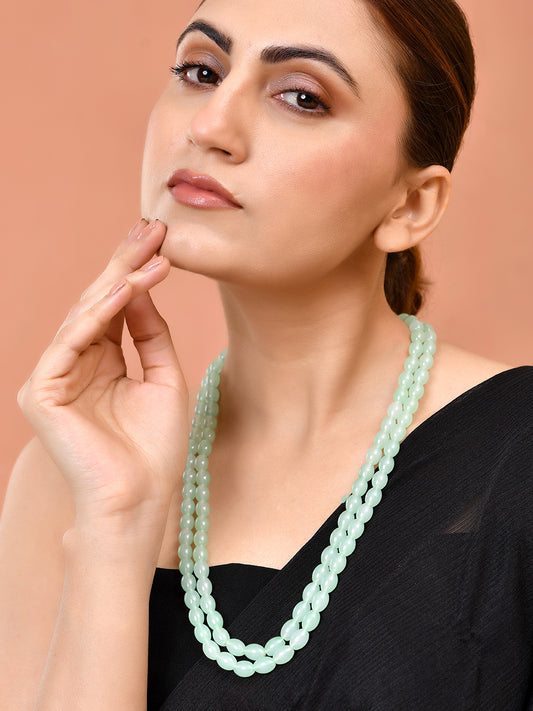 Gold Plated Beaded Necklace for Women Double Layer Stylish Jewellery Mala