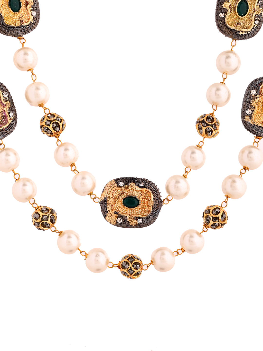 Luxury Pearl Long Necklace Set |Traditional Statement Jewelry For Women